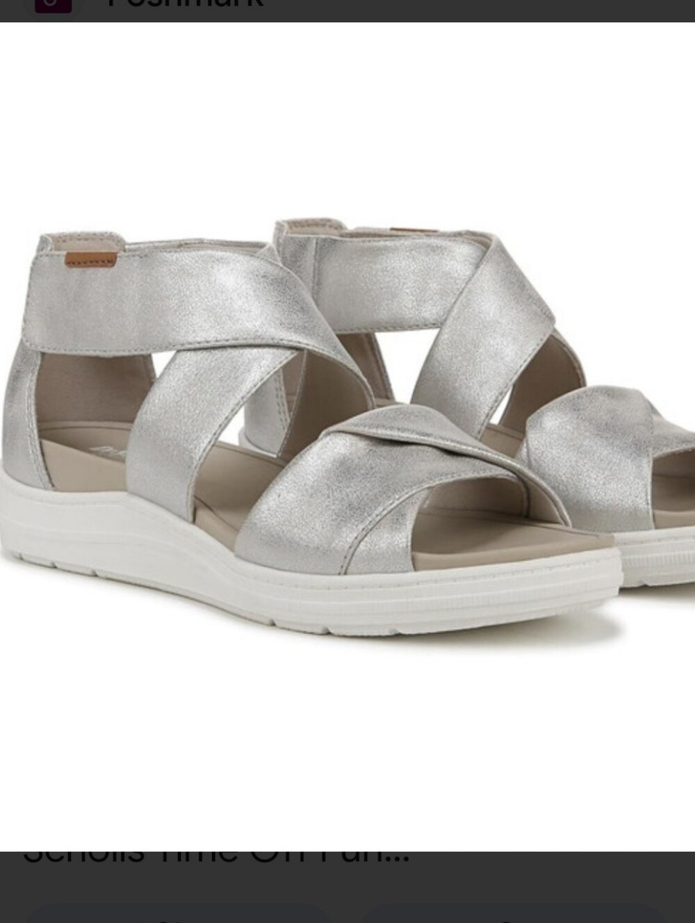 Dr. Scholl's Womens' Silver Metallic Crisscross Comfort Sandals